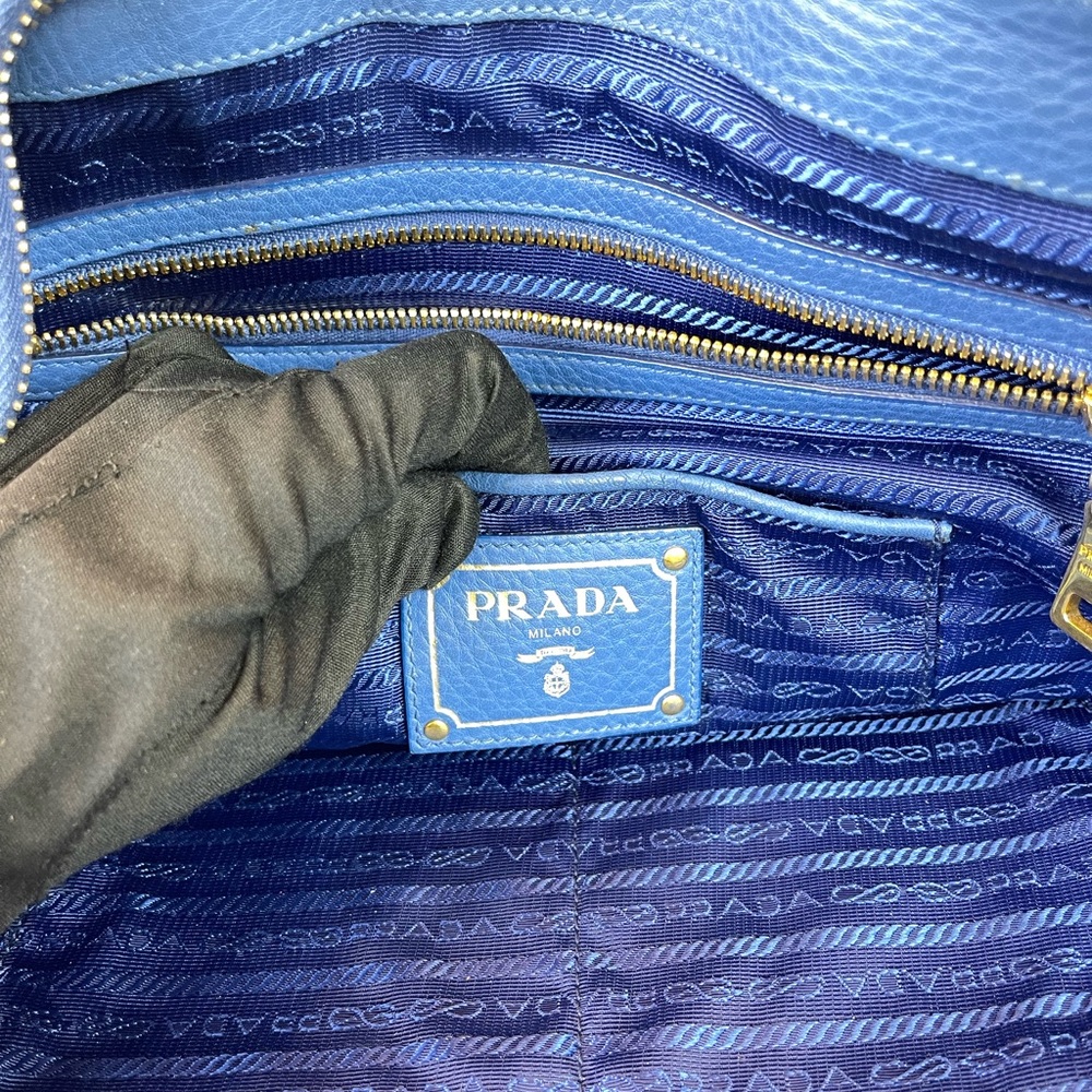 Prada blue leather Saffiano Lux Satchel Handbag - Picture 16 of 16